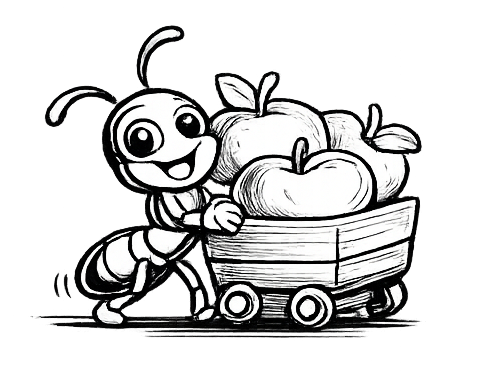 Ant with an apple cart
